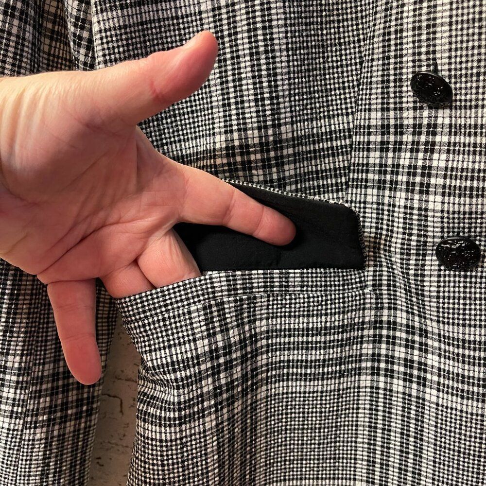 Maison d'Amelie Paris Gingham Black White Plaid Blazer Large - Picture 6 of 13